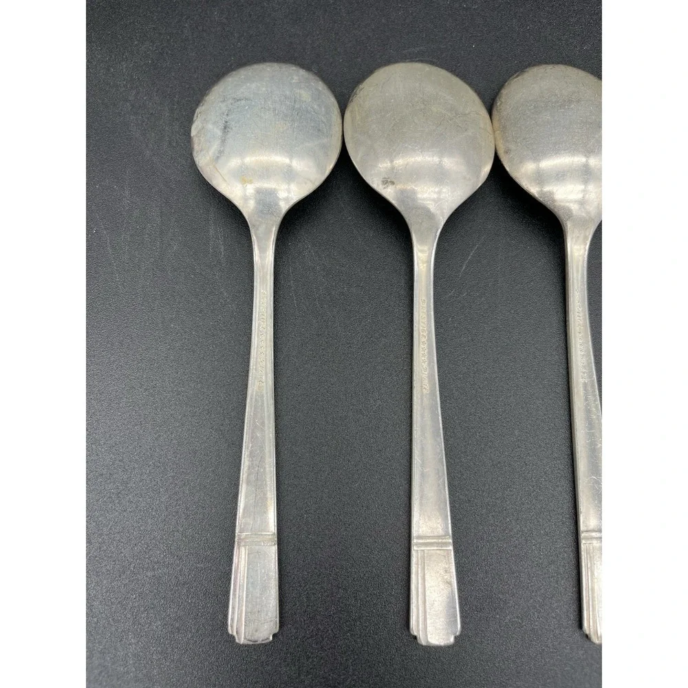 Soup Or Cream Spoon Set Silverplate Grenoble By Oneida Silver 5 Pieces